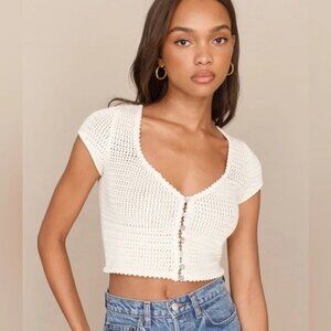 Reformation Caterina Open Knit Crop Top – Size XS – Ivory – SOLD OUT